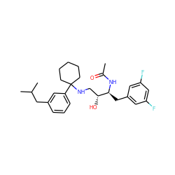 CC(=O)N[C@@H](Cc1cc(F)cc(F)c1)[C@H](O)CNC1(c2cccc(CC(C)C)c2)CCCCC1 ZINC000058540805