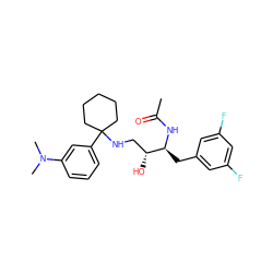 CC(=O)N[C@@H](Cc1cc(F)cc(F)c1)[C@H](O)CNC1(c2cccc(N(C)C)c2)CCCCC1 ZINC000058538199