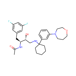 CC(=O)N[C@@H](Cc1cc(F)cc(F)c1)[C@H](O)CNC1(c2cccc(N3CCCOCC3)c2)CCCCC1 ZINC000058519991