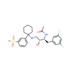 CC(=O)N[C@@H](Cc1cc(F)cc(F)c1)[C@H](O)CNC1(c2cccc(S(C)(=O)=O)c2)CCCCC1 ZINC000058632681