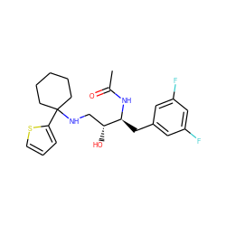 CC(=O)N[C@@H](Cc1cc(F)cc(F)c1)[C@H](O)CNC1(c2cccs2)CCCCC1 ZINC000064548780