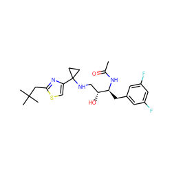 CC(=O)N[C@@H](Cc1cc(F)cc(F)c1)[C@H](O)CNC1(c2csc(CC(C)(C)C)n2)CC1 ZINC000060326908