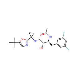 CC(=O)N[C@@H](Cc1cc(F)cc(F)c1)[C@H](O)CNC1(c2ncc(C(C)(C)C)o2)CC1 ZINC000060329599