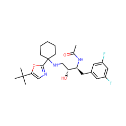 CC(=O)N[C@@H](Cc1cc(F)cc(F)c1)[C@H](O)CNC1(c2ncc(C(C)(C)C)o2)CCCCC1 ZINC000064539964