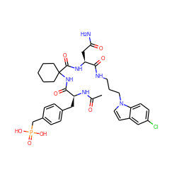 CC(=O)N[C@@H](Cc1ccc(CP(=O)(O)O)cc1)C(=O)NC1(C(=O)N[C@@H](CC(N)=O)C(=O)NCCCn2ccc3cc(Cl)ccc32)CCCCC1 ZINC000026376169