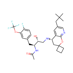 CC(=O)N[C@@H](Cc1ccc(F)c(OC(F)(F)F)c1)[C@H](O)CN[C@H]1CC2(CCC2)Oc2ncc(CC(C)(C)C)cc21 ZINC000095572519