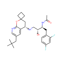 CC(=O)N[C@@H](Cc1ccc(F)cc1F)[C@H](O)CN[C@H]1CC2(CCC2)Oc2ncc(CC(C)(C)C)cc21 ZINC000095572524