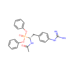 CC(=O)N[C@@H](Cc1ccc(NC(=N)N)cc1)P(=O)(Oc1ccccc1)Oc1ccccc1 ZINC000028869435