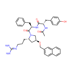 CC(=O)N[C@@H](Cc1ccc(O)cc1)C(=O)N[C@H](Cc1ccccc1)C(=O)N1C[C@@H](OCc2ccc3ccccc3c2)C[C@@H]1CCCN=C(N)N ZINC000049778369