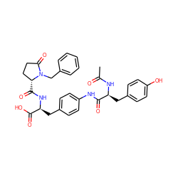 CC(=O)N[C@@H](Cc1ccc(O)cc1)C(=O)Nc1ccc(C[C@H](NC(=O)[C@@H]2CCC(=O)N2Cc2ccccc2)C(=O)O)cc1 ZINC000027849253