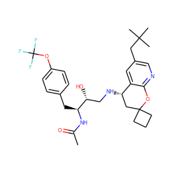 CC(=O)N[C@@H](Cc1ccc(OC(F)(F)F)cc1)[C@H](O)CN[C@H]1CC2(CCC2)Oc2ncc(CC(C)(C)C)cc21 ZINC000095578320