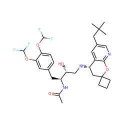 CC(=O)N[C@@H](Cc1ccc(OC(F)F)c(OC(F)F)c1)[C@H](O)CN[C@H]1CC2(CCC2)Oc2ncc(CC(C)(C)C)cc21 ZINC000095577505