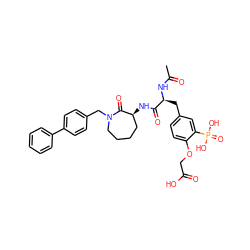 CC(=O)N[C@@H](Cc1ccc(OCC(=O)O)c(P(=O)(O)O)c1)C(=O)N[C@H]1CCCCN(Cc2ccc(-c3ccccc3)cc2)C1=O ZINC000027559719