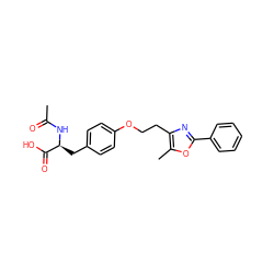 CC(=O)N[C@@H](Cc1ccc(OCCc2nc(-c3ccccc3)oc2C)cc1)C(=O)O ZINC000026837616