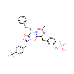 CC(=O)N[C@@H](Cc1ccc(OP(=O)(O)O)cc1)C(=O)N[C@@H](CCc1ccccc1)c1nc(Cc2ccc(C(F)(F)F)cc2)no1 ZINC000027330296