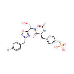 CC(=O)N[C@@H](Cc1ccc(OP(=O)(O)O)cc1)C(=O)N[C@@H](CO)c1nc(Cc2ccc(Br)cc2)no1 ZINC000014944822