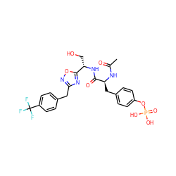CC(=O)N[C@@H](Cc1ccc(OP(=O)(O)O)cc1)C(=O)N[C@@H](CO)c1nc(Cc2ccc(C(F)(F)F)cc2)no1 ZINC000014944838