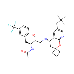 CC(=O)N[C@@H](Cc1cccc(C(F)(F)F)c1)[C@H](O)CN[C@H]1CC2(CCC2)Oc2ncc(CC(C)(C)C)cc21 ZINC000095578285