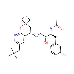 CC(=O)N[C@@H](Cc1cccc(F)c1)[C@H](O)CN[C@H]1CC2(CCC2)Oc2ncc(CC(C)(C)C)cc21 ZINC000084671033