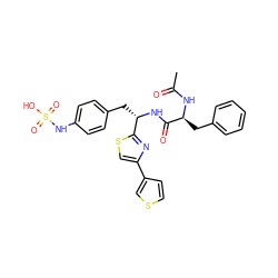 CC(=O)N[C@@H](Cc1ccccc1)C(=O)N[C@@H](Cc1ccc(NS(=O)(=O)O)cc1)c1nc(-c2ccsc2)cs1 ZINC000114376725