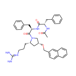 CC(=O)N[C@@H](Cc1ccccc1)C(=O)N[C@H](Cc1ccccc1)C(=O)N1C[C@H](OCc2ccc3ccccc3c2)C[C@@H]1CCCN=C(N)N ZINC000049778203