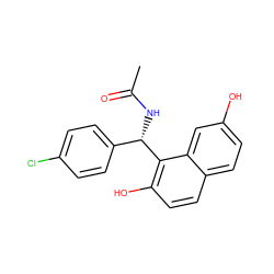 CC(=O)N[C@@H](c1ccc(Cl)cc1)c1c(O)ccc2ccc(O)cc12 ZINC000000308457