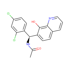 CC(=O)N[C@@H](c1ccc(Cl)cc1Cl)c1ccc2cccnc2c1O ZINC000000869234