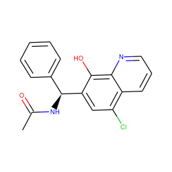 CC(=O)N[C@@H](c1ccccc1)c1cc(Cl)c2cccnc2c1O ZINC000000087242