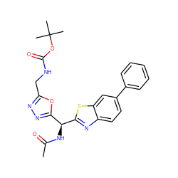 CC(=O)N[C@@H](c1nnc(CNC(=O)OC(C)(C)C)o1)c1nc2ccc(-c3ccccc3)cc2s1 ZINC000206772044