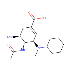 CC(=O)N[C@@H]1[C@@H](N)CC(C(=O)O)=C[C@H]1N(C)C1CCCCC1 ZINC000014944907
