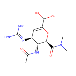 CC(=O)N[C@@H]1[C@@H](N=C(N)N)C=C(C(O)O)O[C@H]1C(=O)N(C)C ZINC000013802900
