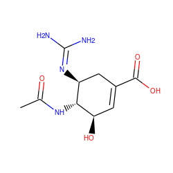 CC(=O)N[C@@H]1[C@@H](N=C(N)N)CC(C(=O)O)=C[C@H]1O ZINC000004134492