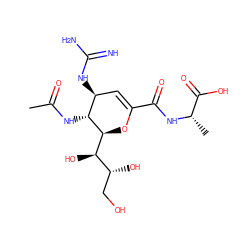 CC(=O)N[C@@H]1[C@@H](NC(=N)N)C=C(C(=O)N[C@@H](C)C(=O)O)O[C@H]1[C@H](O)[C@H](O)CO ZINC000095597235