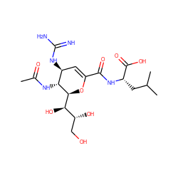 CC(=O)N[C@@H]1[C@@H](NC(=N)N)C=C(C(=O)N[C@@H](CC(C)C)C(=O)O)O[C@H]1[C@H](O)[C@H](O)CO ZINC000095595358