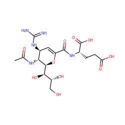 CC(=O)N[C@@H]1[C@@H](NC(=N)N)C=C(C(=O)N[C@@H](CCC(=O)O)C(=O)O)O[C@H]1[C@H](O)[C@H](O)CO ZINC000095596757