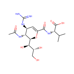 CC(=O)N[C@@H]1[C@@H](NC(=N)N)C=C(C(=O)N[C@H](C(=O)O)C(C)C)O[C@H]1[C@H](O)[C@H](O)CO ZINC000095598178