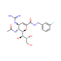 CC(=O)N[C@@H]1[C@@H](NC(=N)N)C=C(C(=O)NCc2cccc(F)c2)O[C@H]1[C@H](O)[C@H](O)CO ZINC000095597642