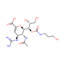 CC(=O)N[C@@H]1[C@@H](NC(=N)N)C=C(C(=O)O)O[C@H]1[C@H](OC(=O)NCCCO)[C@H](O)CO ZINC000095560607