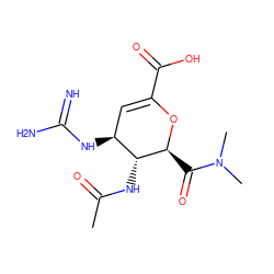 CC(=O)N[C@@H]1[C@@H](NC(=N)N)C=C(C(=O)O)O[C@H]1C(=O)N(C)C ZINC000013778726