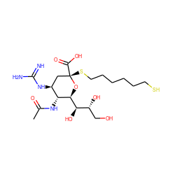CC(=O)N[C@@H]1[C@@H](NC(=N)N)C[C@](SCCCCCCS)(C(=O)O)O[C@H]1[C@H](O)[C@H](O)CO ZINC000103233526
