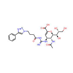 CC(=O)N[C@@H]1[C@@H](NC(=N)NC(=O)CCCn2cc(-c3ccccc3)nn2)C=C(C(=O)O)O[C@H]1[C@H](O)[C@H](O)CO ZINC001772623145