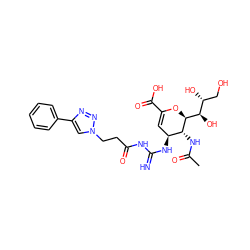 CC(=O)N[C@@H]1[C@@H](NC(=N)NC(=O)CCn2cc(-c3ccccc3)nn2)C=C(C(=O)O)O[C@H]1[C@H](O)[C@H](O)CO ZINC001772656997
