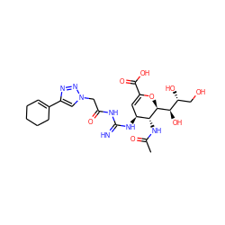 CC(=O)N[C@@H]1[C@@H](NC(=N)NC(=O)Cn2cc(C3=CCCCC3)nn2)C=C(C(=O)O)O[C@H]1[C@H](O)[C@H](O)CO ZINC001772603311