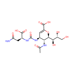 CC(=O)N[C@@H]1[C@@H](NC(=O)N[C@@H](CC(N)=O)C(=O)O)C=C(C(=O)O)O[C@H]1[C@H](O)[C@H](O)CO ZINC000084712764