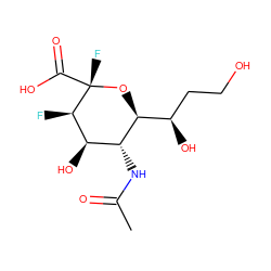 CC(=O)N[C@@H]1[C@@H](O)[C@@H](F)[C@](F)(C(=O)O)O[C@H]1[C@H](O)CCO ZINC000068203661