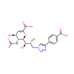 CC(=O)N[C@@H]1[C@@H](O)C=C(C(=O)O)O[C@H]1[C@H](O)[C@H](O)Cn1cc(-c2ccc(C(=O)O)cc2)nn1 ZINC001772625347