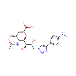 CC(=O)N[C@@H]1[C@@H](O)C=C(C(=O)O)O[C@H]1[C@H](O)[C@H](O)Cn1cc(-c2ccc(N(C)C)cc2)nn1 ZINC001772620638