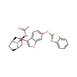 CC(=O)N[C@@H]1C[C@@H]2CC[C@H](C1)N2Cc1coc2cc(Oc3nc4ccccc4s3)ccc12 ZINC000101656335