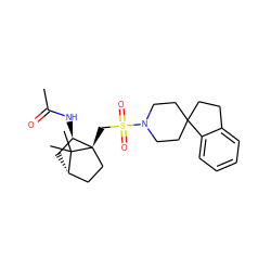 CC(=O)N[C@@H]1C[C@H]2CC[C@]1(CS(=O)(=O)N1CCC3(CCc4ccccc43)CC1)C2(C)C ZINC000027317948