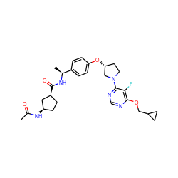 CC(=O)N[C@@H]1CC[C@H](C(=O)N[C@@H](C)c2ccc(O[C@@H]3CCN(c4ncnc(OCC5CC5)c4F)C3)cc2)C1 ZINC000261152738